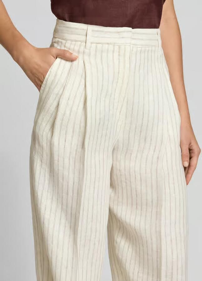 Max Mara Studio Wide leg linnenbroek met tunnelkoord model 'PELOTA'