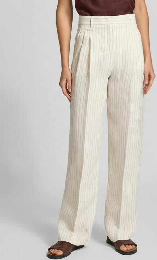 Max Mara Studio Wide leg linnenbroek met tunnelkoord model 'PELOTA' - Foto 3