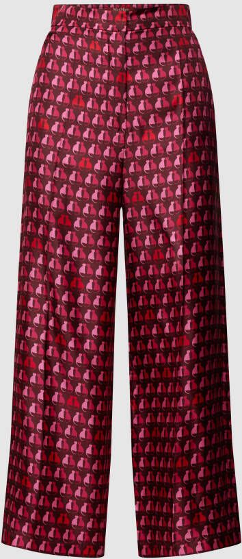 Max Mara Studio Relaxed fit zijden broek met all-over motief model 'VISTOLA'
