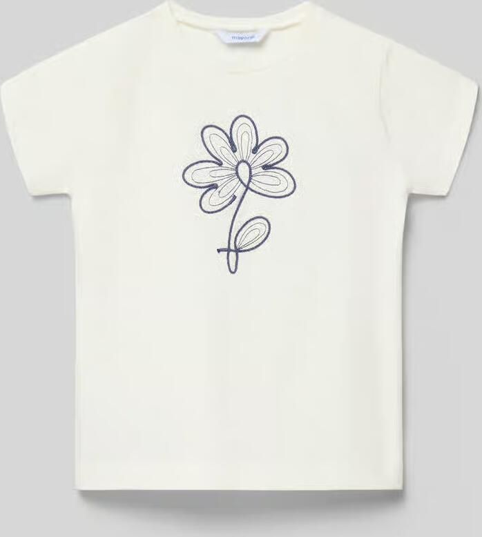 Mayoral T-shirt met bloemenstitching