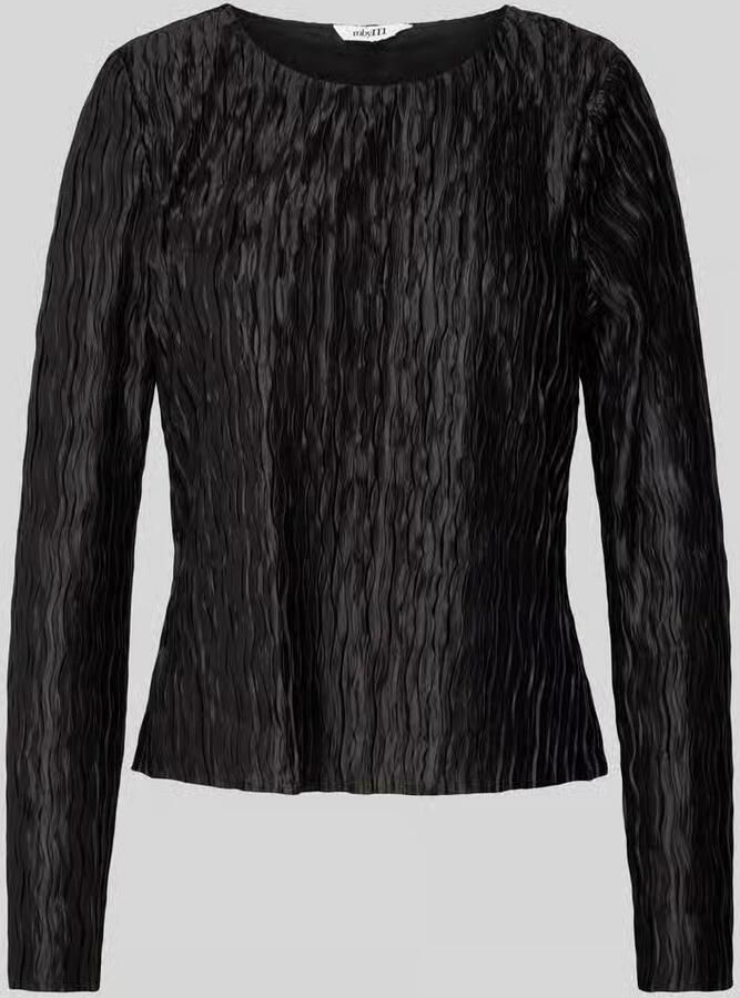 MbyM Zwarte getextureerde top met lange mouwen Black Dames - Foto 2