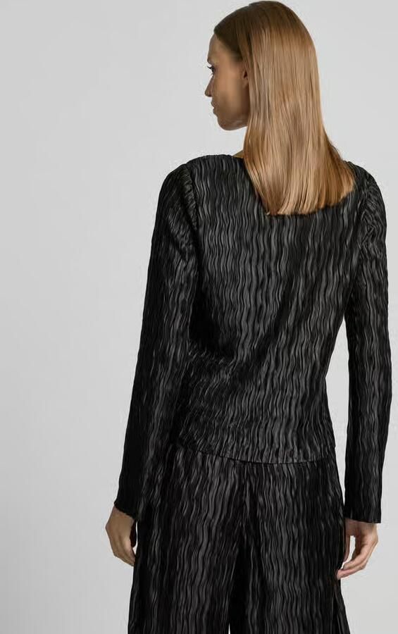 MbyM Zwarte getextureerde top met lange mouwen Black Dames - Foto 3
