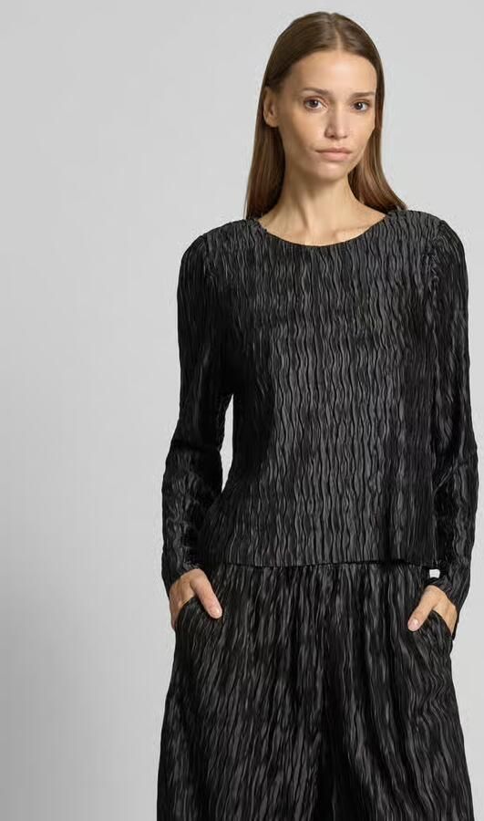 MbyM Zwarte getextureerde top met lange mouwen Black Dames - Foto 4