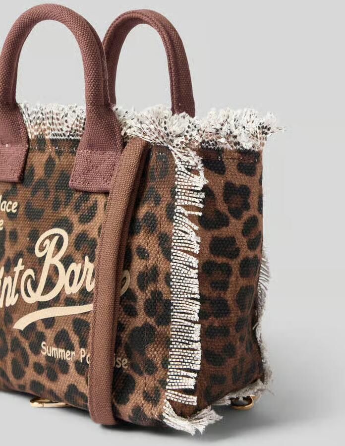 MC2 Saint Barth Handtas met franjes en labelprint model 'VANITY MINI'