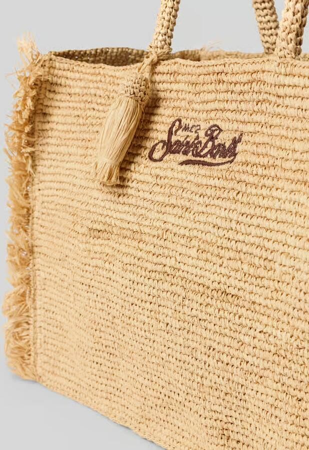 MC2 Saint Barth Shopper met label-stitching model 'VANITY RAFFIA FRINGES'