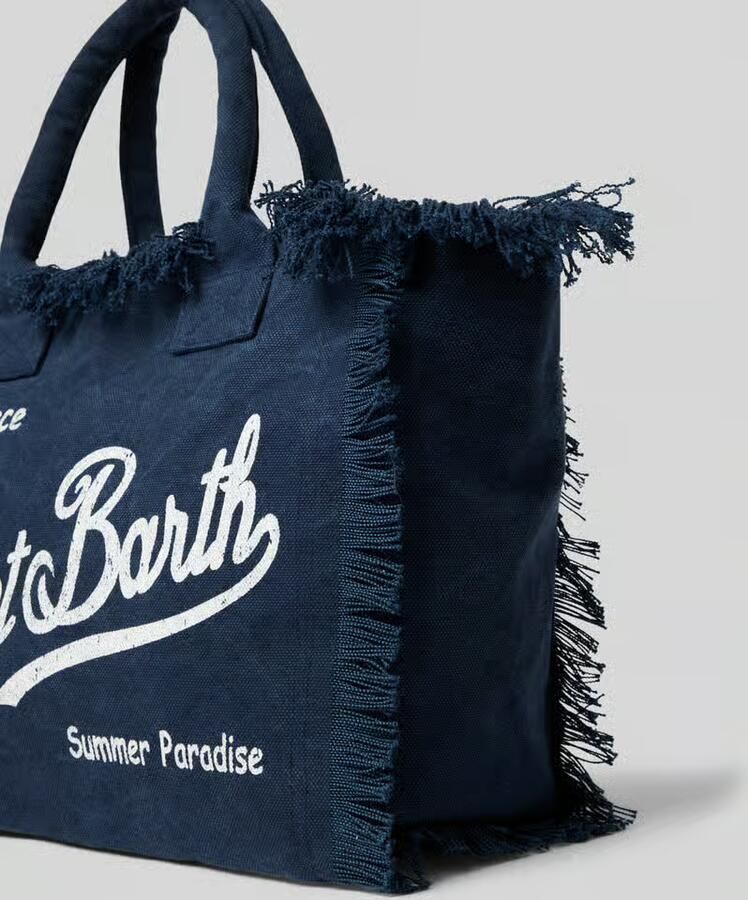 MC2 Saint Barth shopper met labelprint en franjes model 'VANITY'