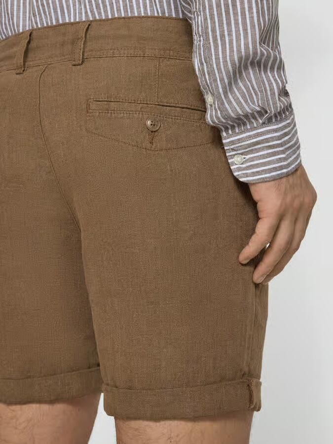 MCNEAL Linenshorts met strikceintuur en achterzakken