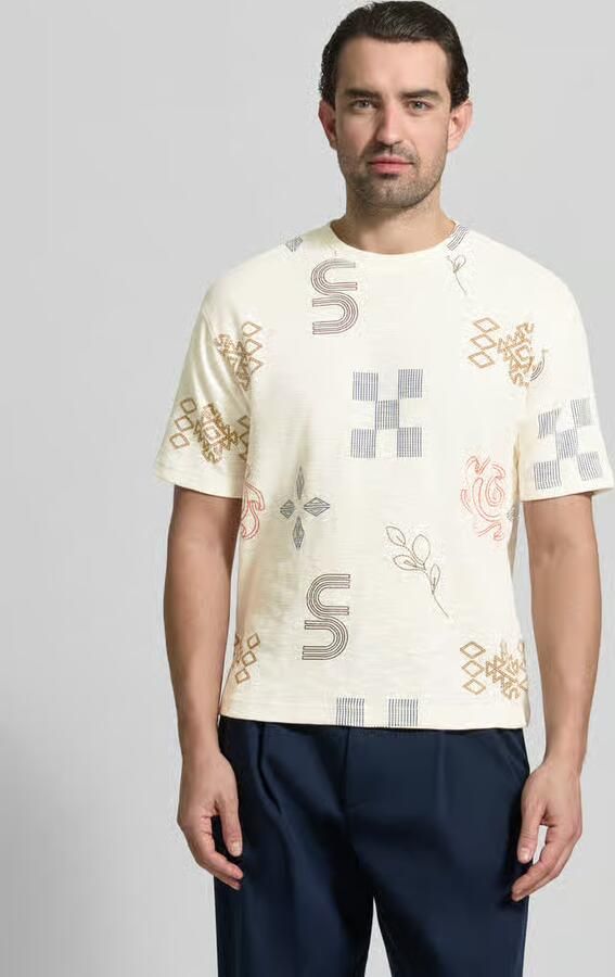 MCNEAL Regular fit T-shirt met All-over stitching - Foto 4