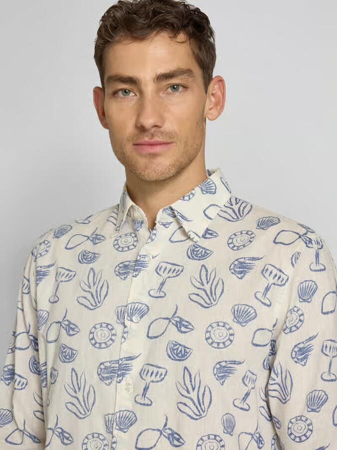 MCNEAL regular fit vrijetijdsoverhemd in all-over look met kentkraag