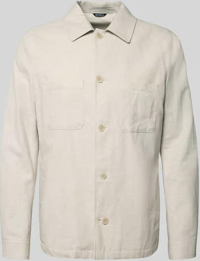 MCNEAL relaxed fit overshirt van linnenmix met kentkraag - Foto 2