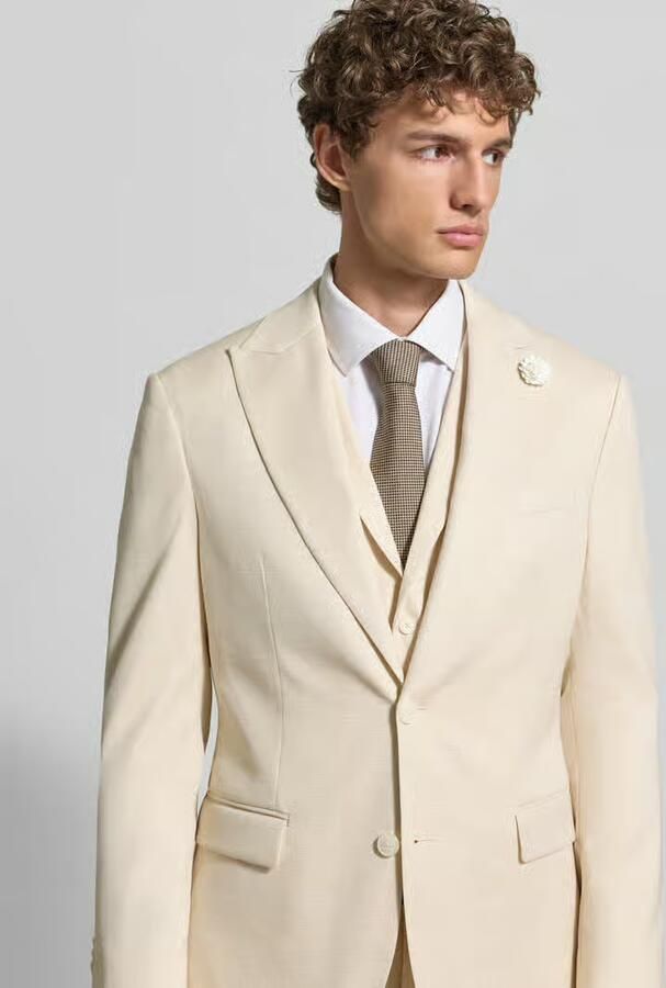 MCNEAL slim fit 2-knoops colbert met linnen-aandeel