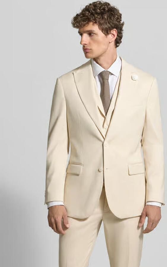 MCNEAL slim fit 2-knoops colbert met linnen-aandeel - Foto 3
