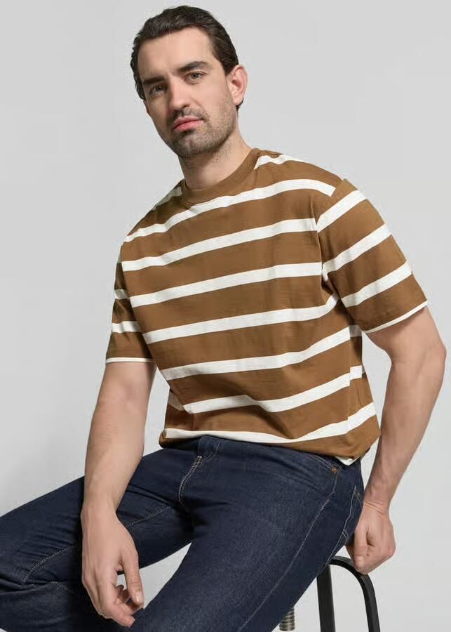 MCNEAL T-shirt met geribde ronde hals