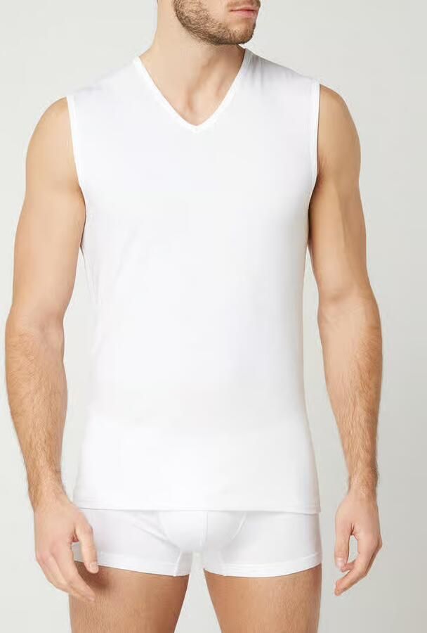 Mey T-shirt V-hals Dry Cotton Muscle Singlet Wit