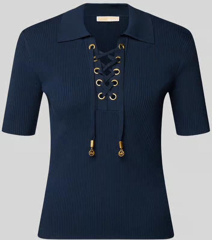MICHAEL Kors Gebreid shirt met vetersluiting en platte kraag - Foto 2