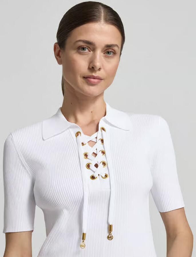 MICHAEL Kors Gebreid shirt met vetersluiting en platte kraag
