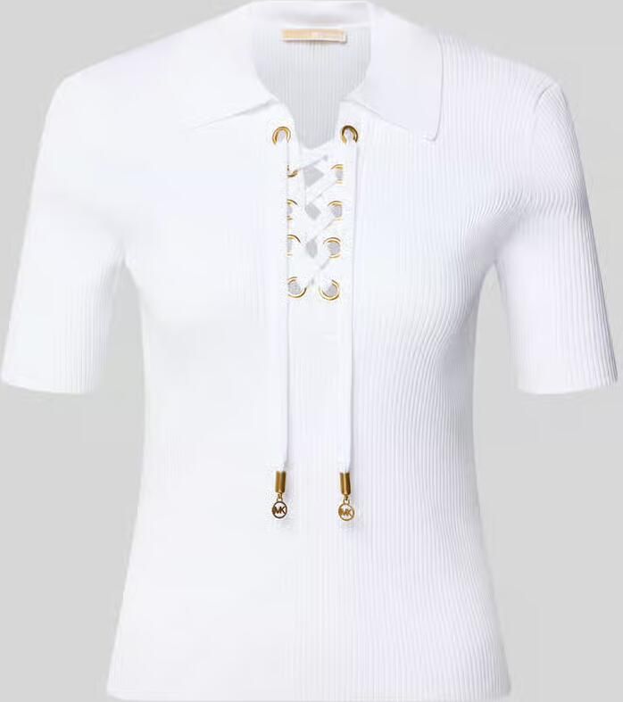 MICHAEL Kors Gebreid shirt met vetersluiting en platte kraag - Foto 2