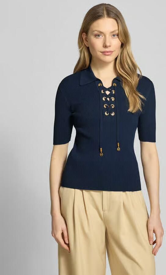 MICHAEL Kors Gebreid shirt met vetersluiting en platte kraag - Foto 4