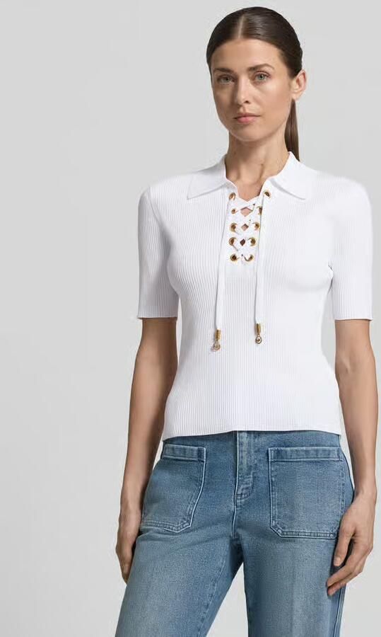 MICHAEL Kors Gebreid shirt met vetersluiting en platte kraag - Foto 2