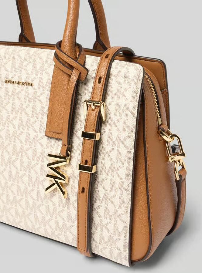 Michael Kors mini handtas Laila met logprint ecru cognac - Foto 4