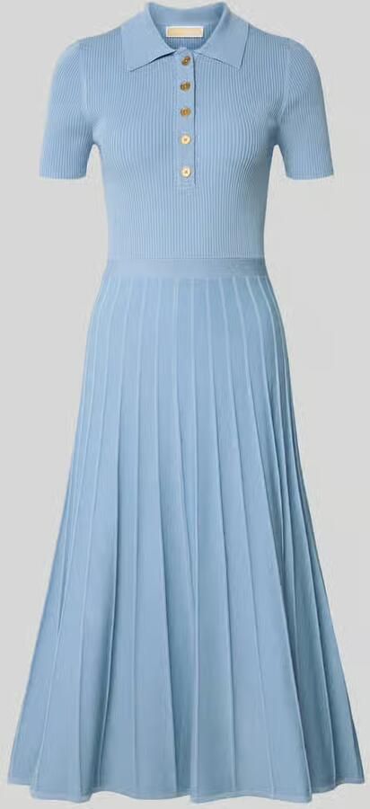 MICHAEL Kors midi-jurk van viscose met polokraag en knoopsluiting - Foto 2