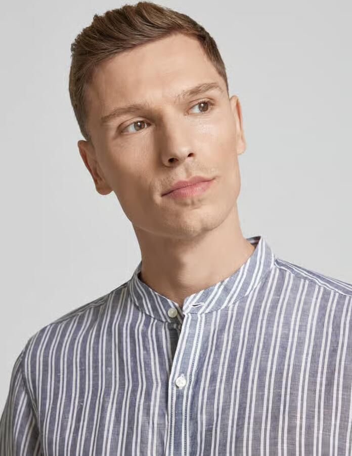 Michael Kors Slim fit linnen overhemd met opstaande kraag