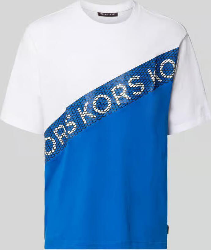 Michael Kors T-shirt met labelprint model 'KORS MESH STRIPE'