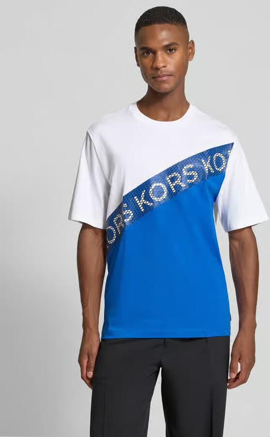 Michael Kors T-shirt met labelprint model 'KORS MESH STRIPE' - Foto 3