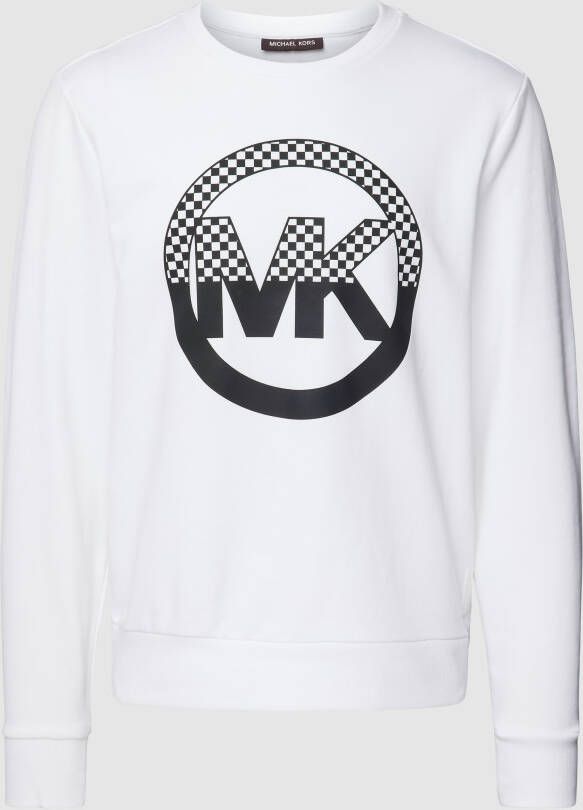 Michael Kors Sweatshirt met labelprint model 'Checker Charm Crew'