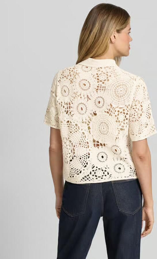 Milano italy Blouse in gehaakte look met knoopsluiting