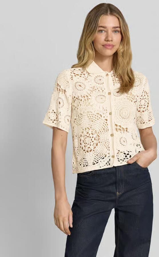 Milano italy Blouse in gehaakte look met knoopsluiting - Foto 3