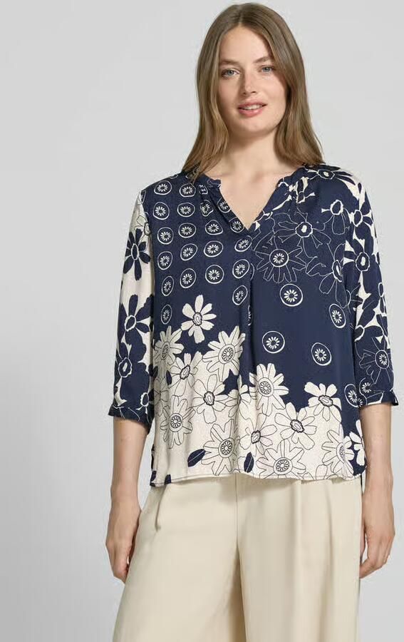 Milano italy Blouse van pure viscose met tuniekkraag - Foto 2