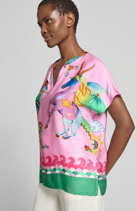 Milano italy Blouseshirt van viscose in all-over look