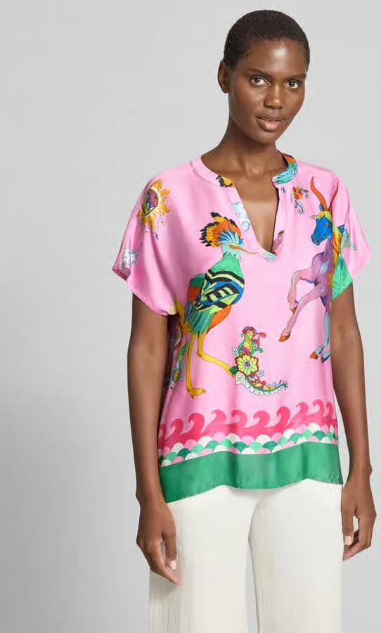 Milano italy Blouseshirt van viscose in all-over look - Foto 4