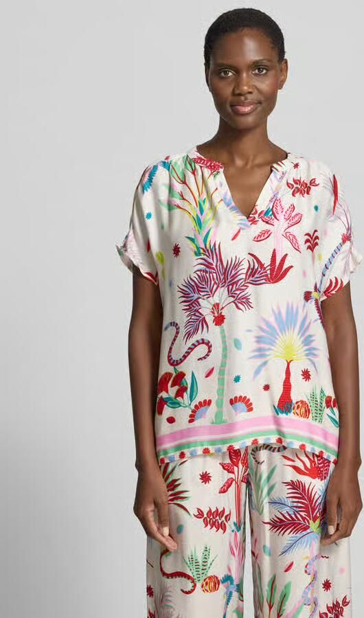 Milano italy Blouseshirt van viscose in all-over look - Foto 3
