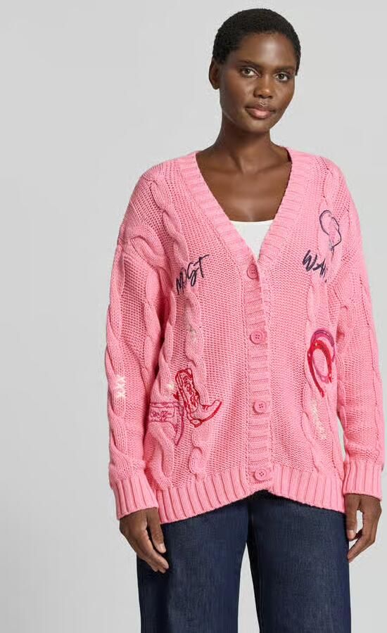 Milano italy Cardigan met motief-stitchings en v-hals - Foto 2