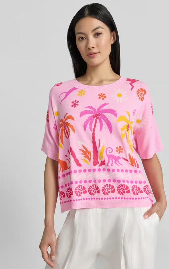 Milano italy Gebreid shirt van viscosemix in all-over look