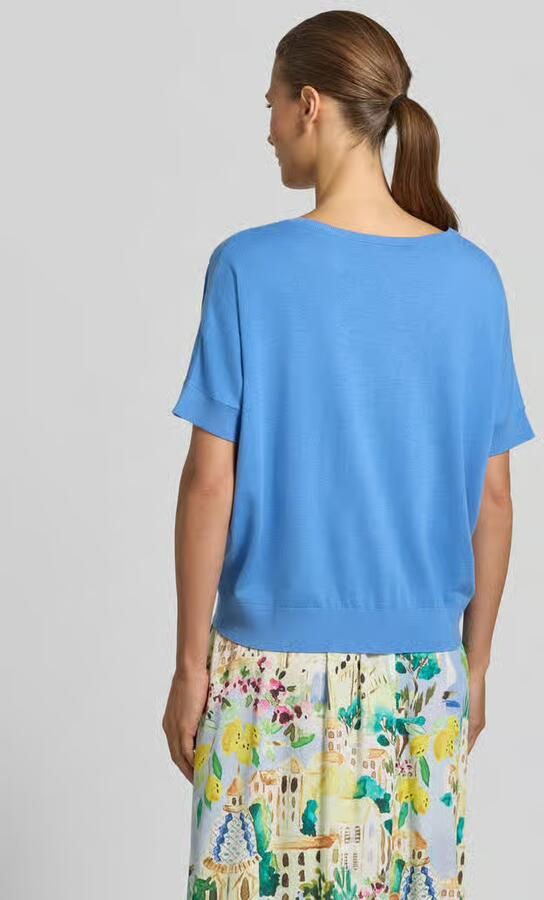 Milano italy Gebreid shirt van viscosemix met V-hals - Foto 2