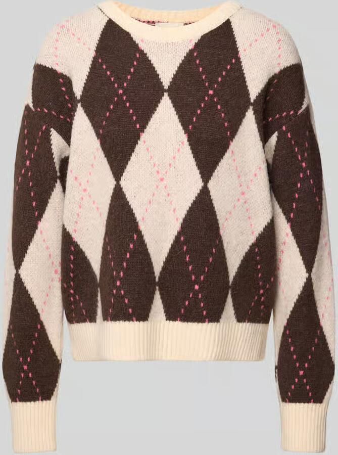 Milano italy Gebreide pullover in all-over look met ronde hals