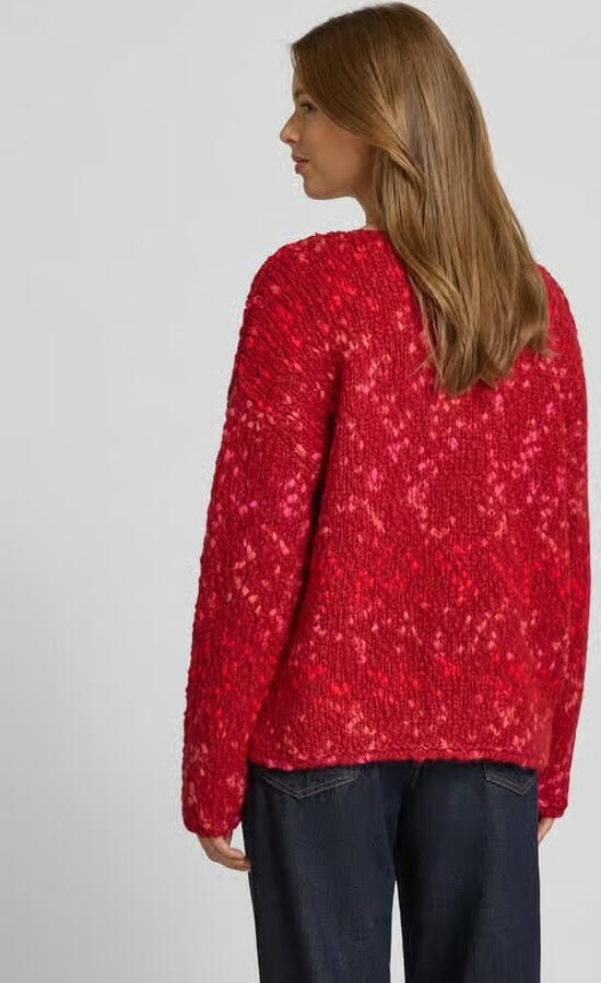 Milano italy Gebreide pullover met V-hals en extra brede schouders
