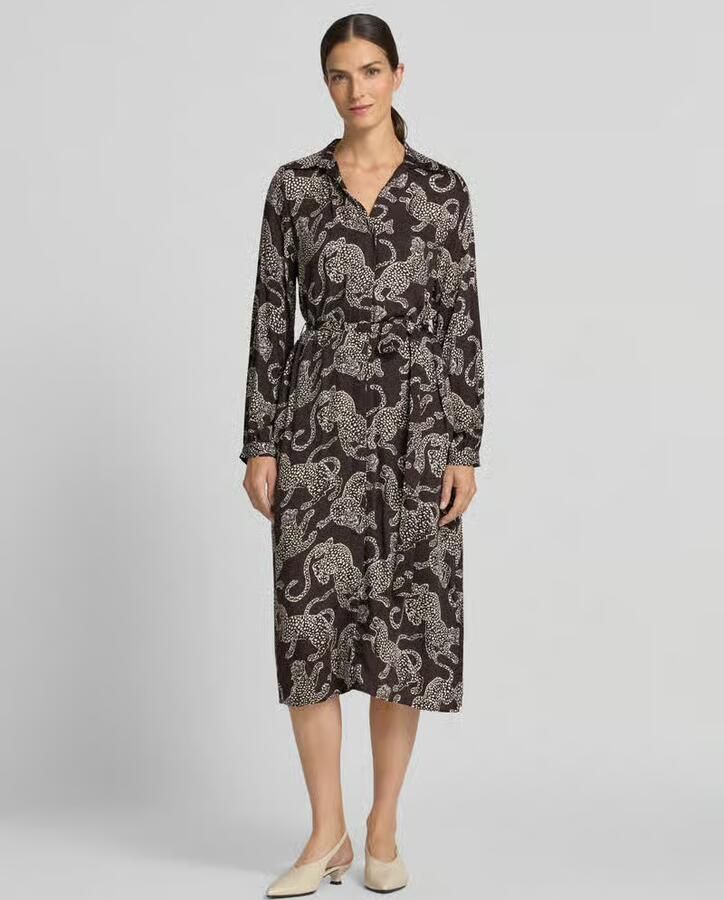 Milano italy Hemdblousejurk van viscose met bindceintuur - Foto 3