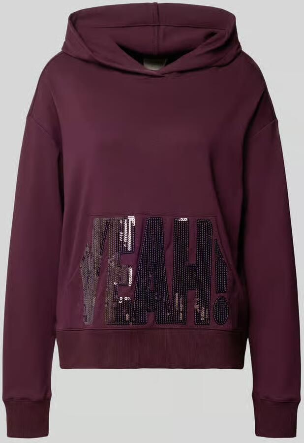 Milano italy Hoodie van viscosemix met kangoeroezak en paillletten - Foto 2