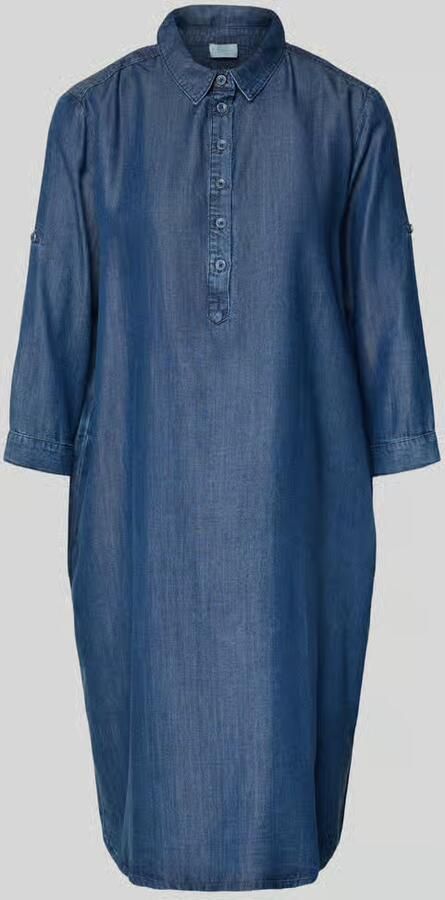 Milano italy Knie-lange denimjurk met korte knoopsluiting