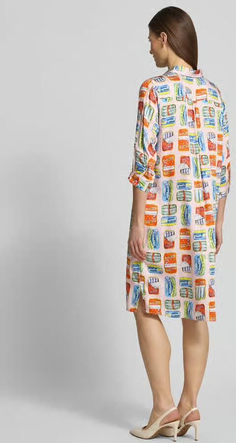 Milano italy Knie-lange overhemdjurk van viscose in all-over look