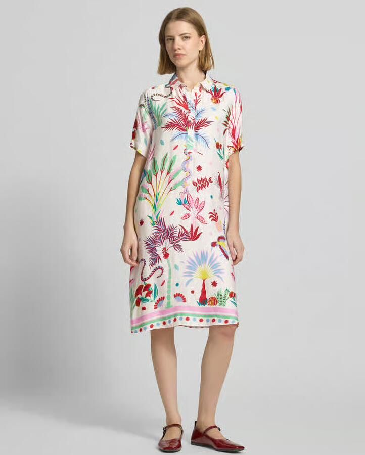 Milano italy Kniellange overhemdjurk van viscose met knoopsluiting