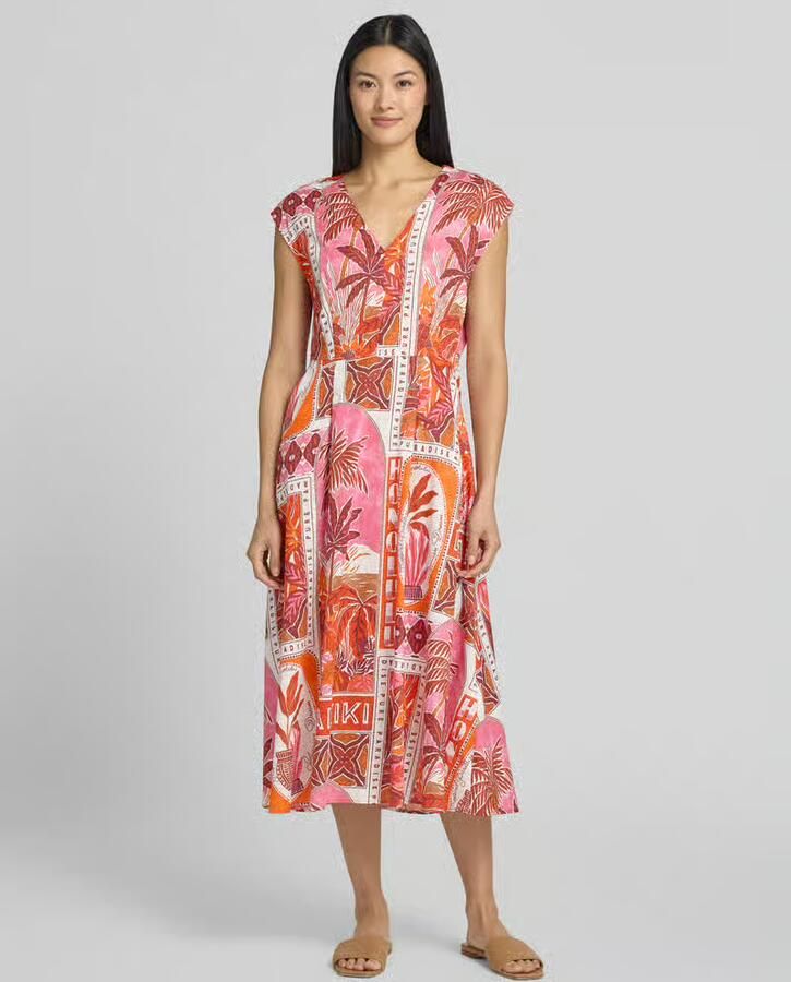 Milano italy Midi-jurk in allover-look met V-hals - Foto 2