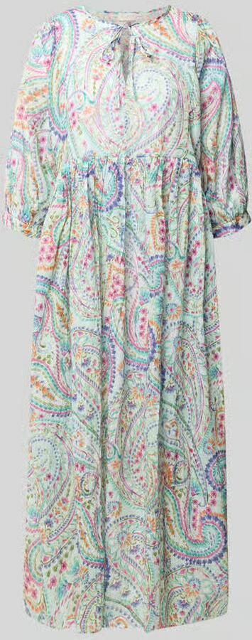 Milano italy Midi-jurk van pure katoen met all-over paisleyprint