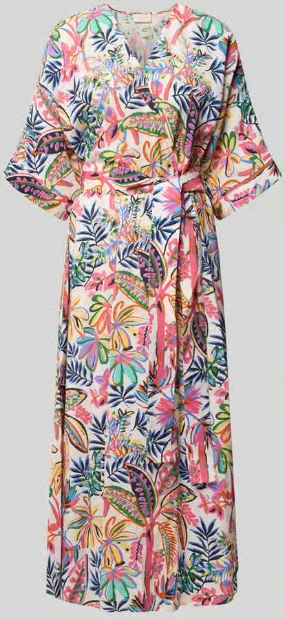 Milano italy midi-jurk van viscosemix met florale all-over print