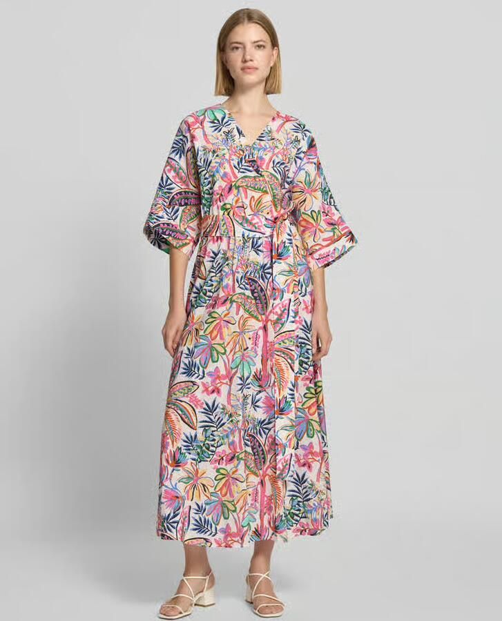Milano italy midi-jurk van viscosemix met florale all-over print - Foto 2
