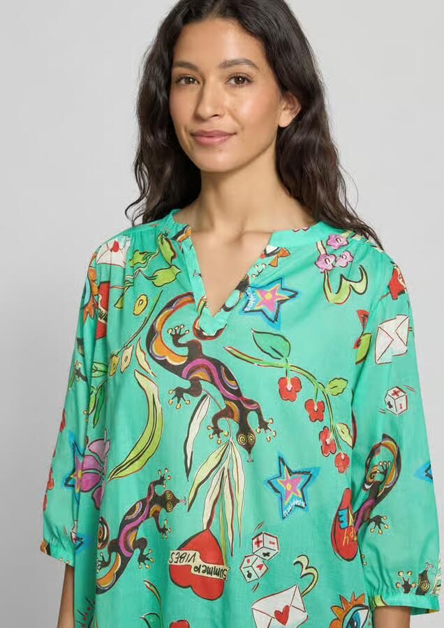 Milano italy Regular fit blouse met 3 4-mouwen